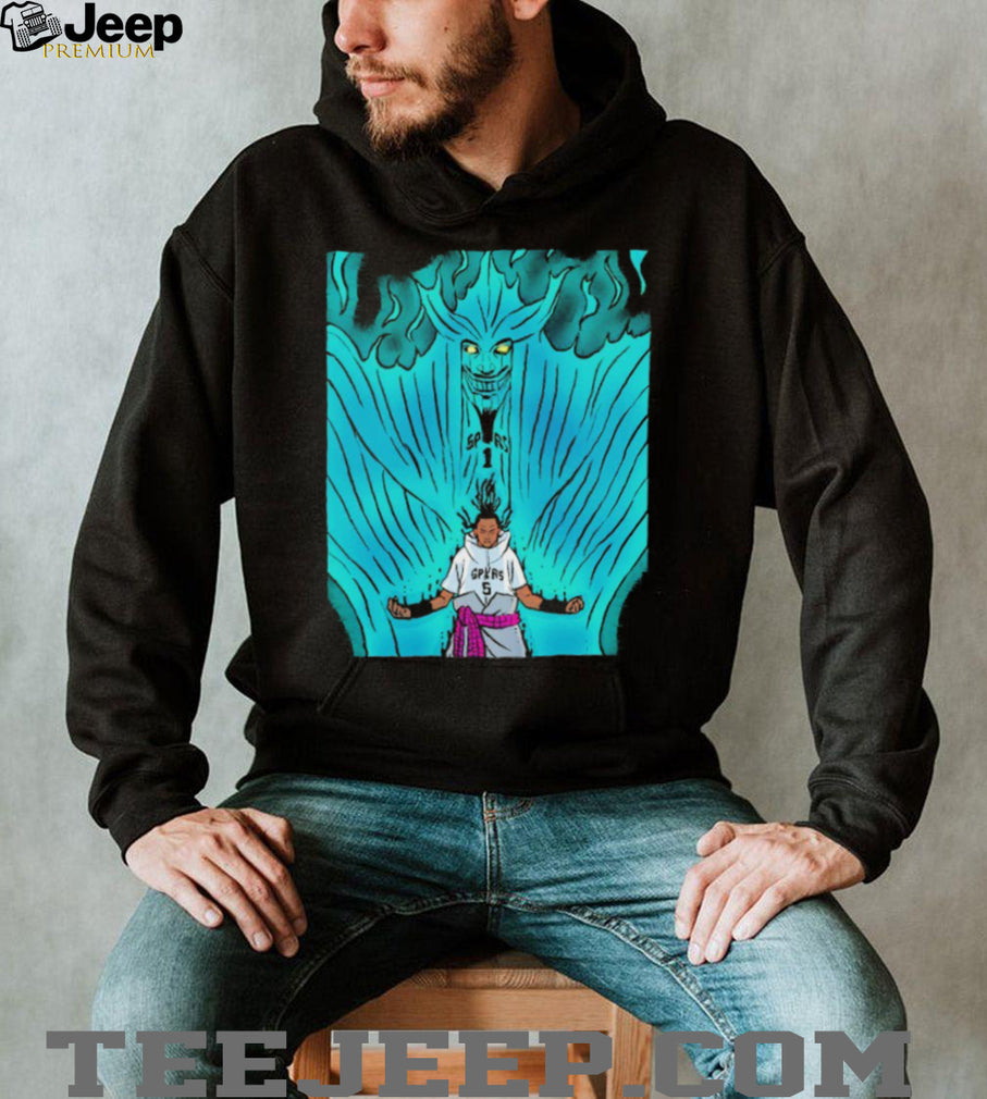 San Antonio Spurs Anime Style Graphic T Shirt Teal Energy Design
