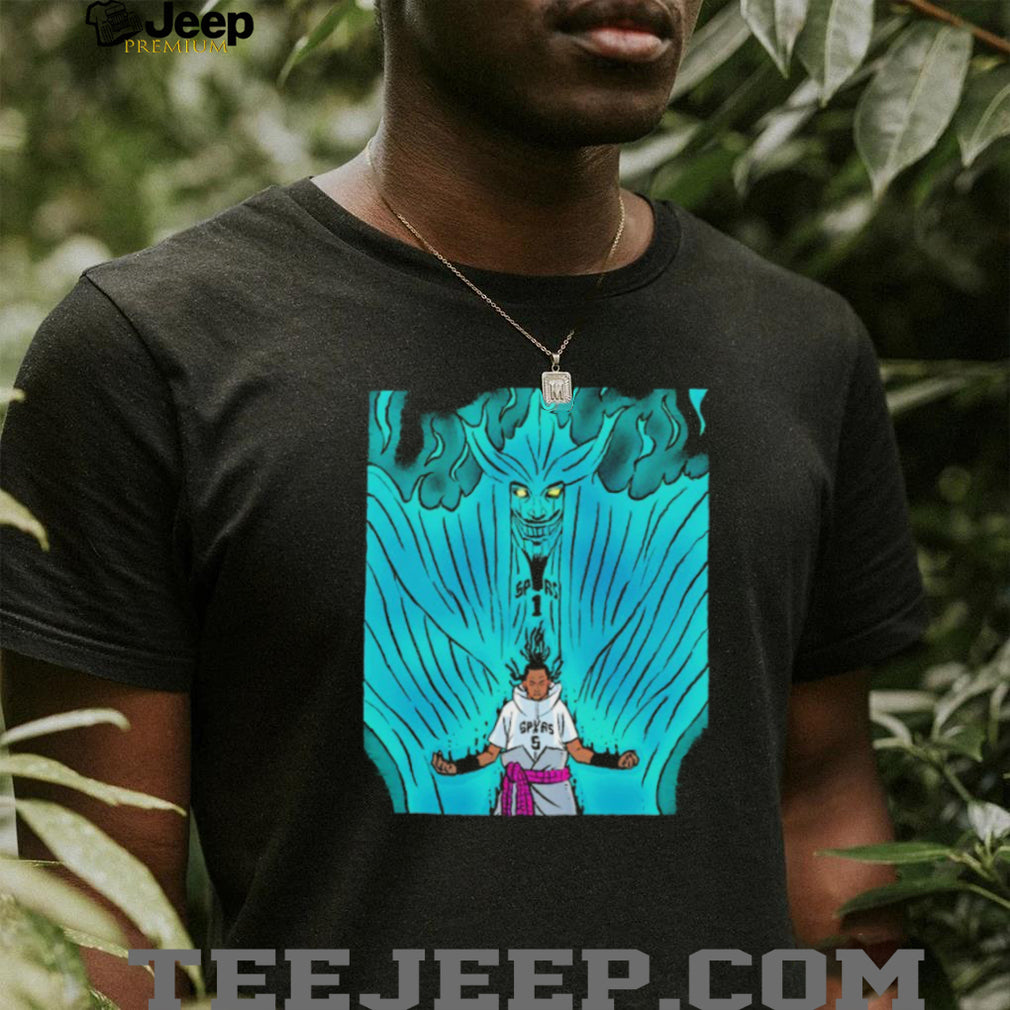 San Antonio Spurs Anime Style Graphic T Shirt Teal Energy Design