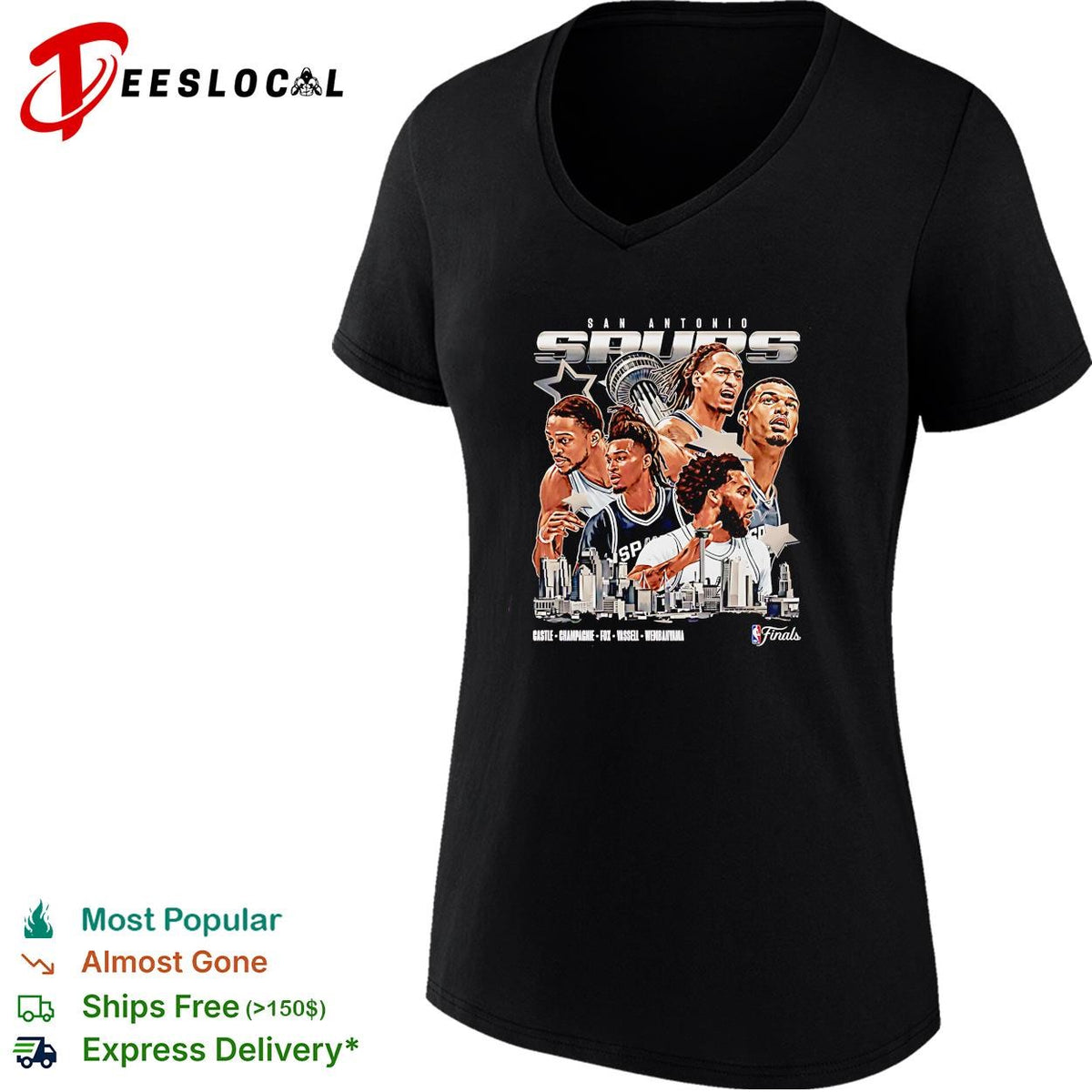 San Antonio Spurs Castle Champagnie Fox Vassell Wembanyama NBA Finals graphic shirt