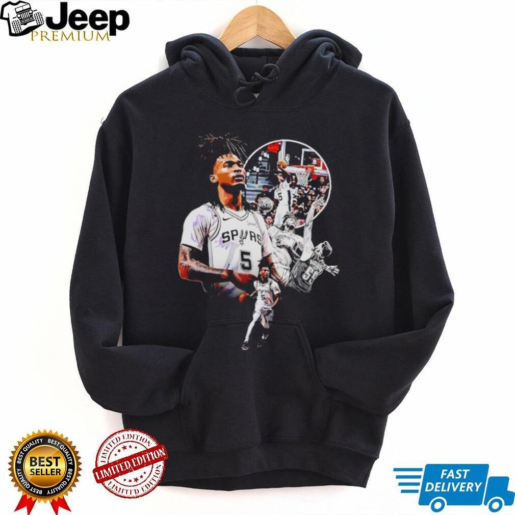 San Antonio Spurs Dejounte Murray Number 5 Action Collage T Shirt