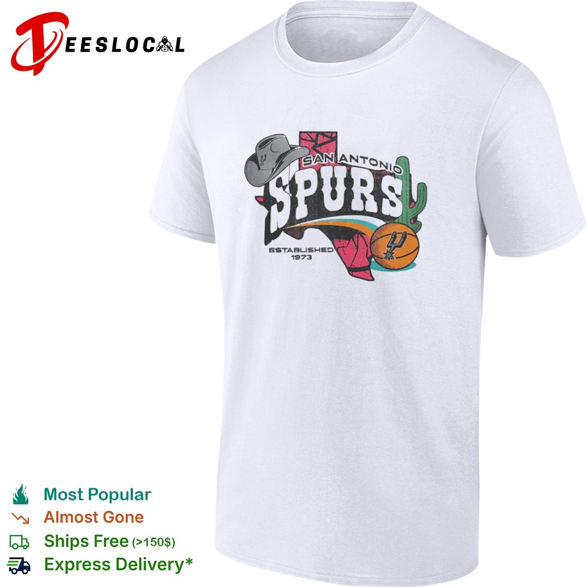 San Antonio Spurs Established 1973 Texas Cowboy Hat Cactus Basketball Team shirt