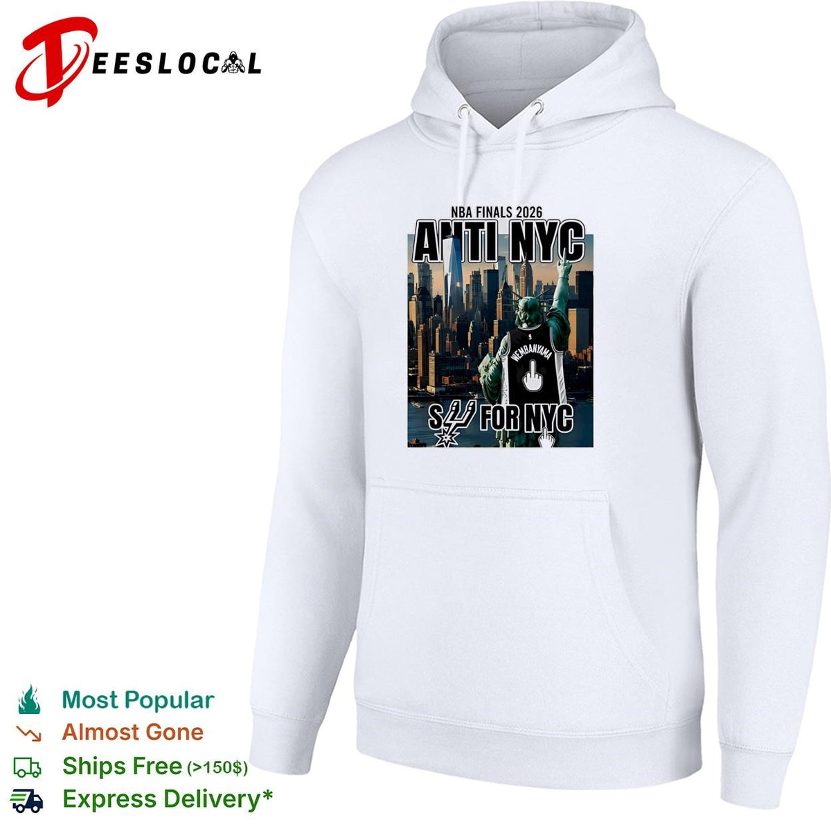 San Antonio Spurs Victor Wembanyama 1 Statue of Liberty Fuck NYC Middle Finger New York Skyline Finals 2026 shirt