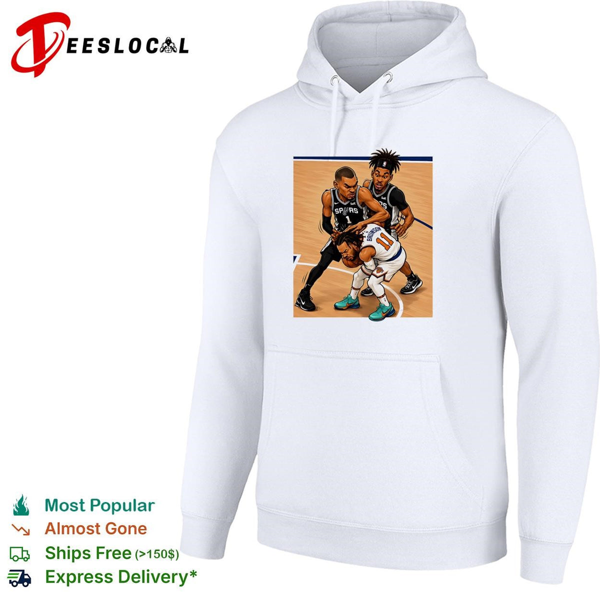 San Antonio Spurs Wembanyama defending Brunson basketball action illustration shirt