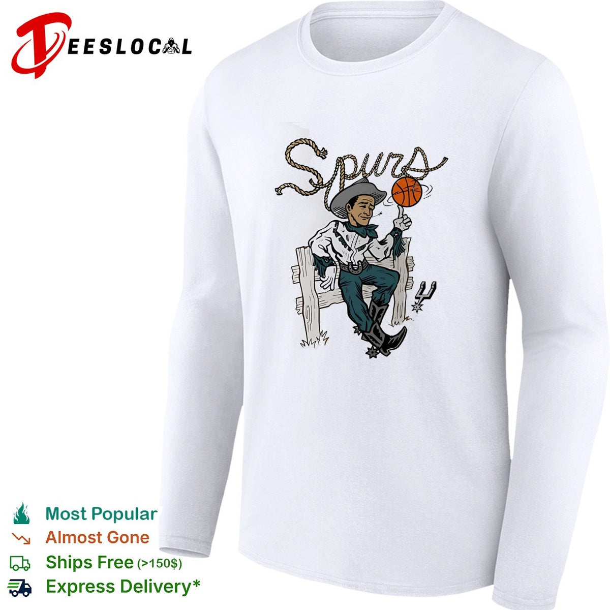 San Antonio Spurs basketball Cowboy spinning ball shirt