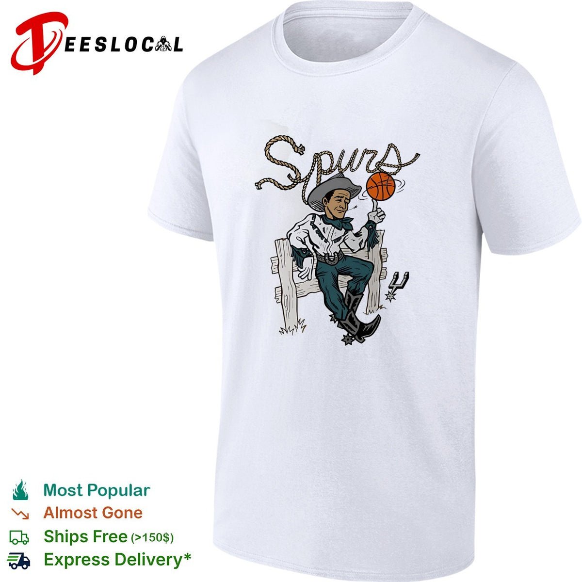San Antonio Spurs basketball Cowboy spinning ball shirt