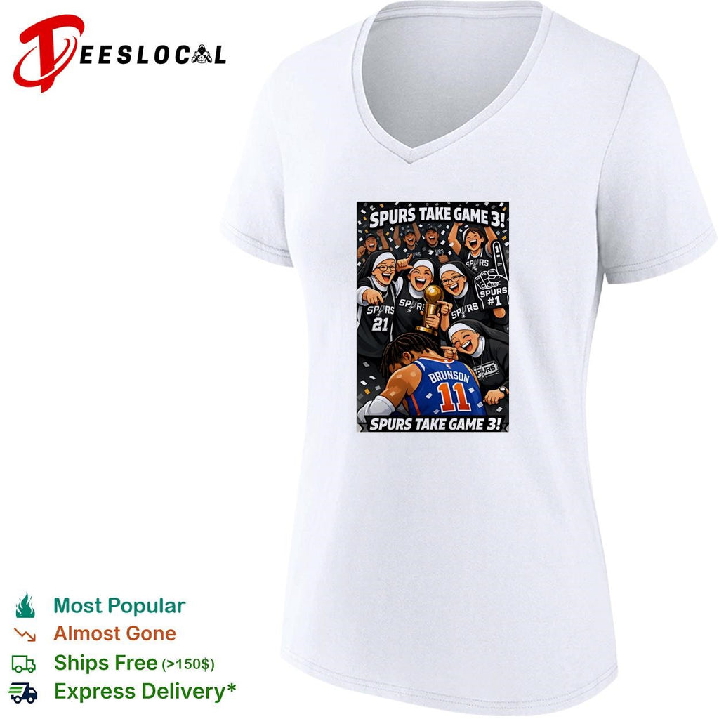 San Antonio Spurs take game 3 Brunson Knicks celebration cartoon shirt