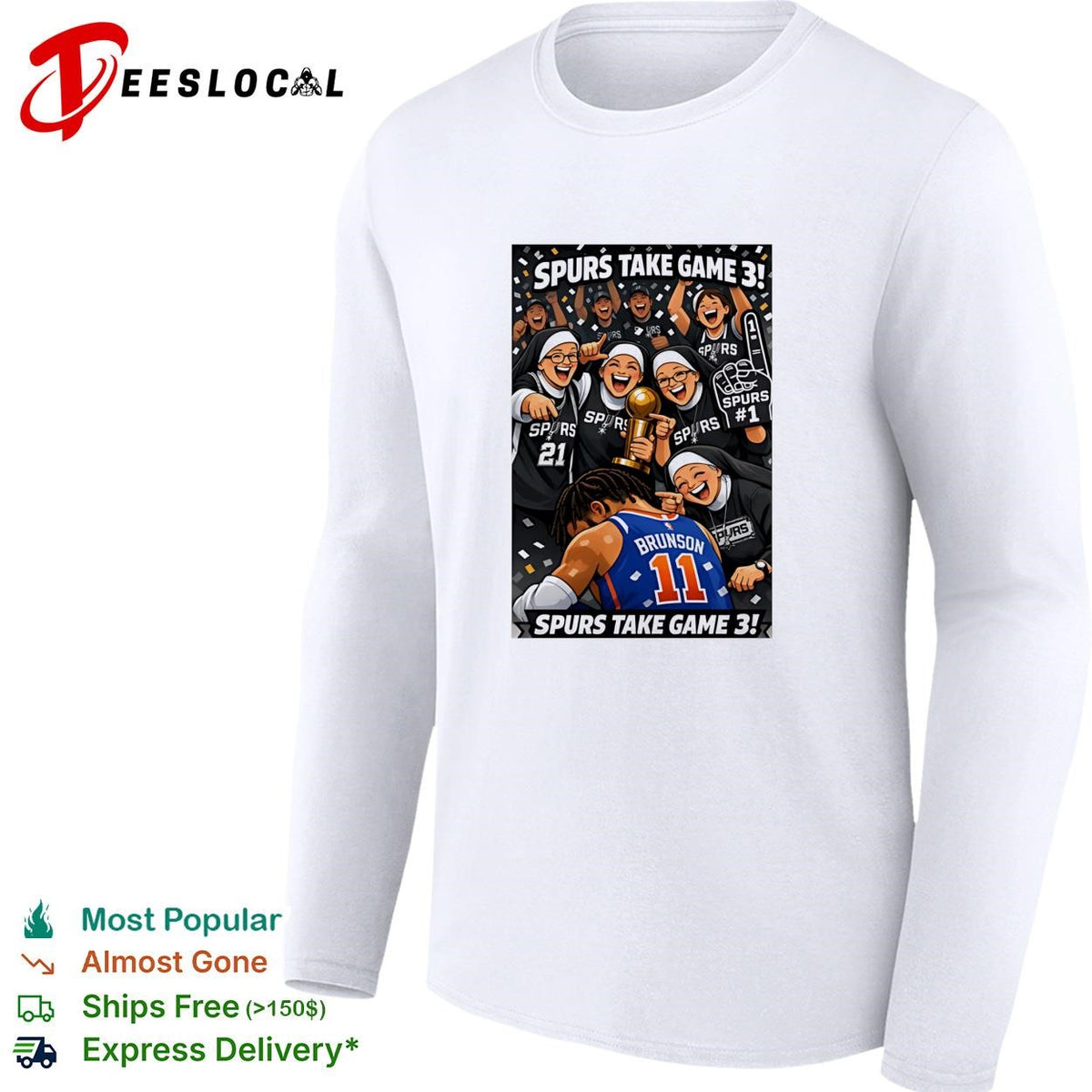San Antonio Spurs take game 3 Brunson Knicks celebration cartoon shirt