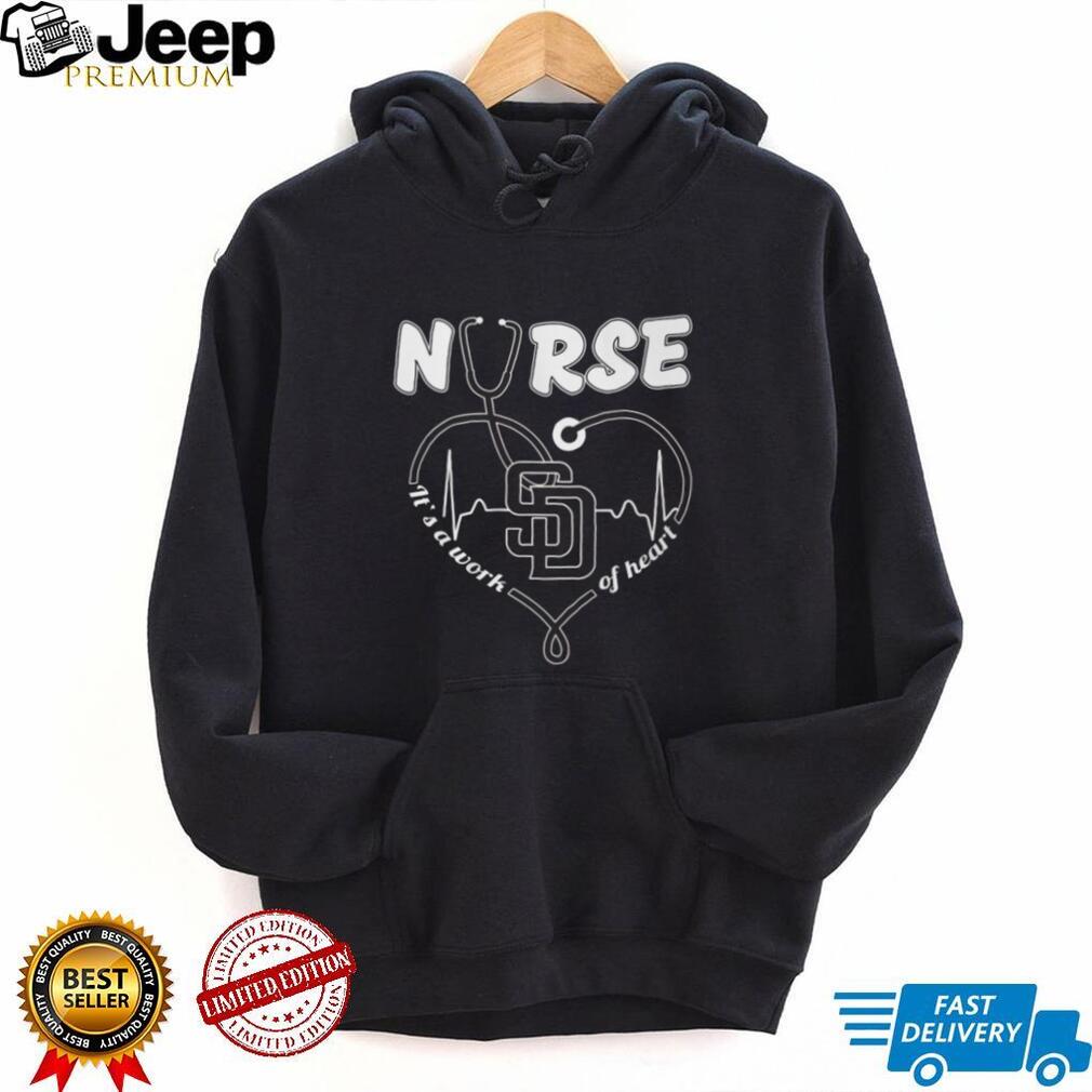 San Diego Baseball Nurse T Shirt It’s a Work of Heart Stethoscope T Shirt