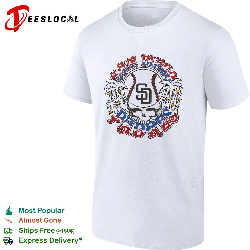 San Diego Padres x Grateful Dead skull palm trees MLB graphic shirt