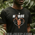 San Francisco Baseball Nurse T Shirt Heartbeat Stethoscope Nursing T Shirt