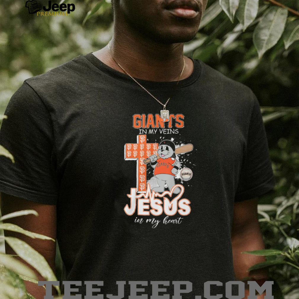 San Francisco Giants Lou Seal Mascot Cross Heartbeat Jesus In My Heart T Shirt