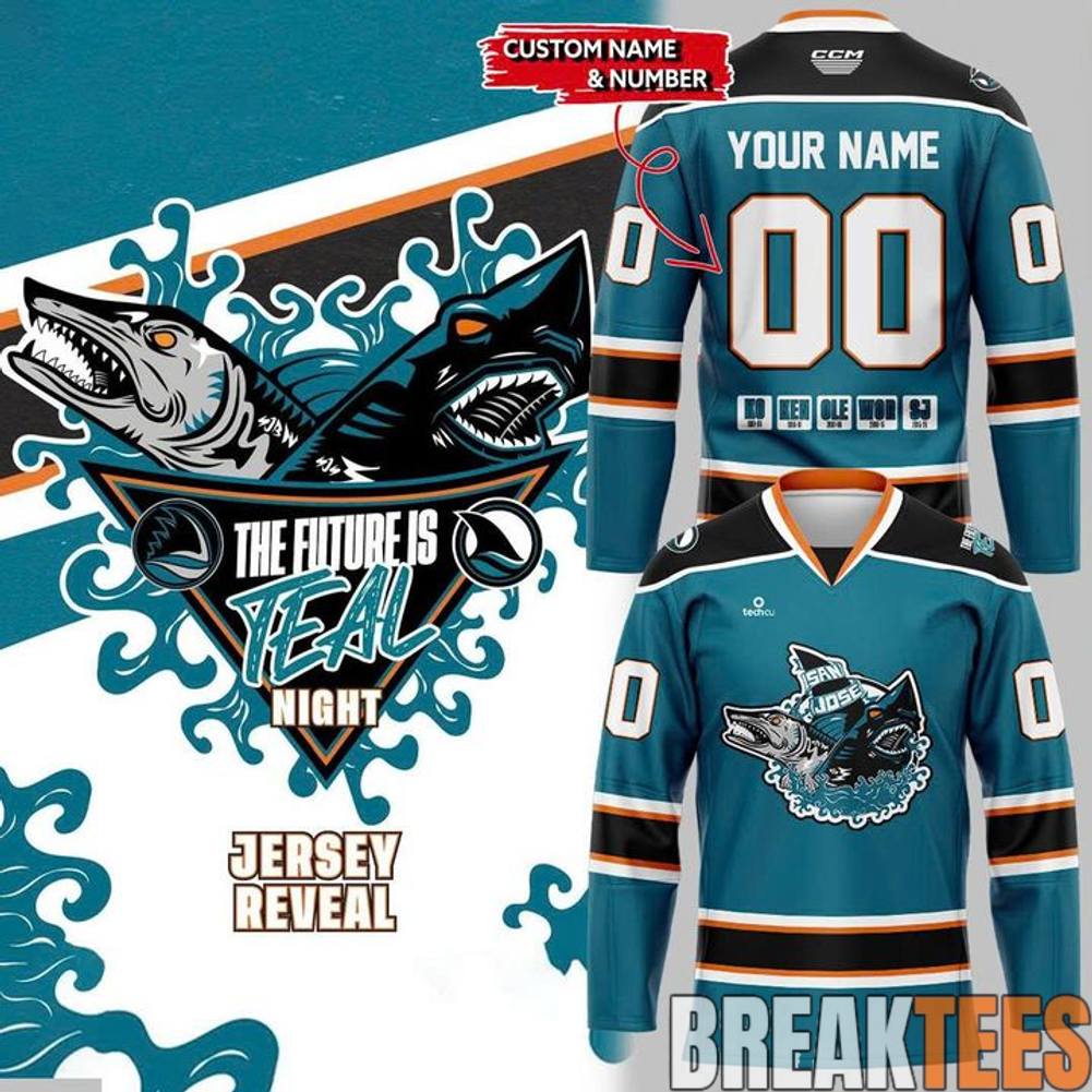 San Jose Barracuda The Future Is Teal Night Hockey Jersey