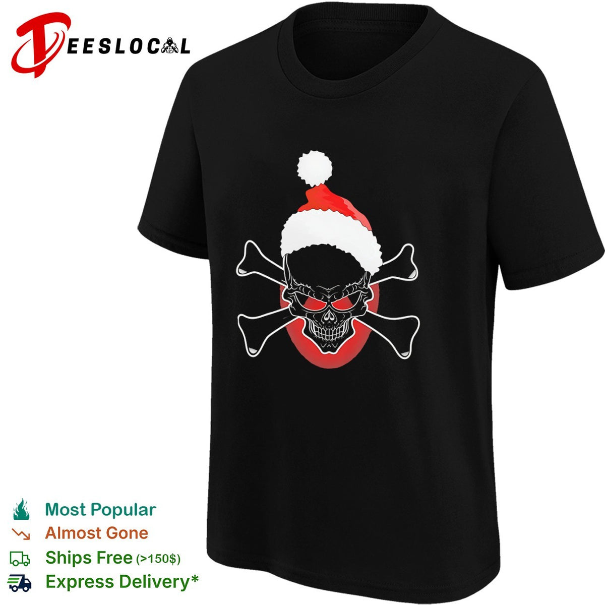 Santa Skull Crossbones Jolly Roger Festive Holiday Christmas Season shirt