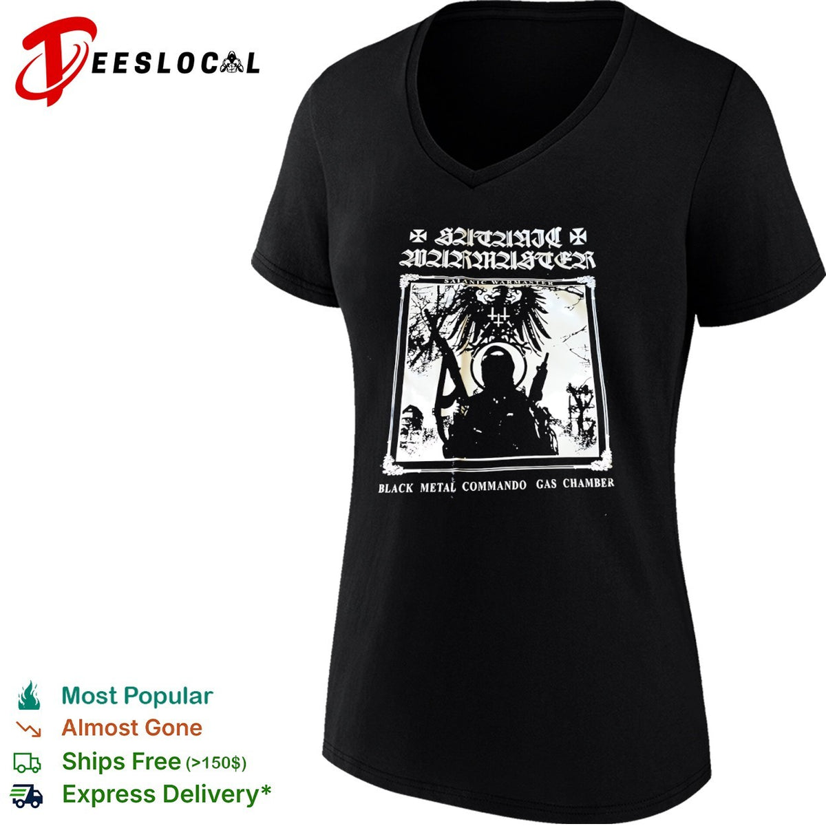 Satanic Warmaster Black Metal Commando Gas Chamber shirt