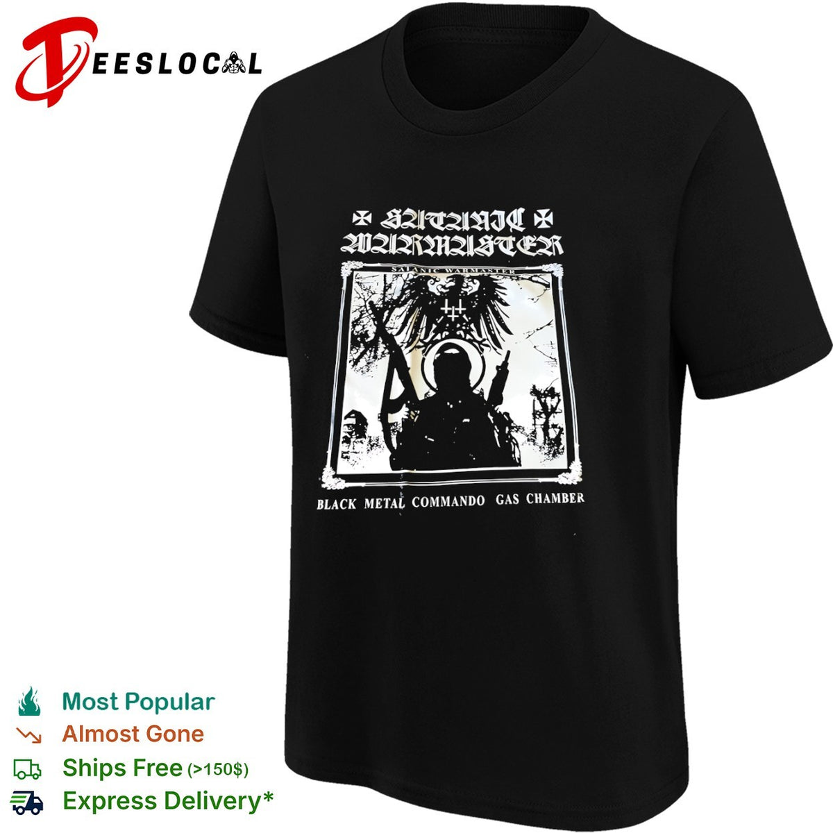 Satanic Warmaster Black Metal Commando Gas Chamber shirt