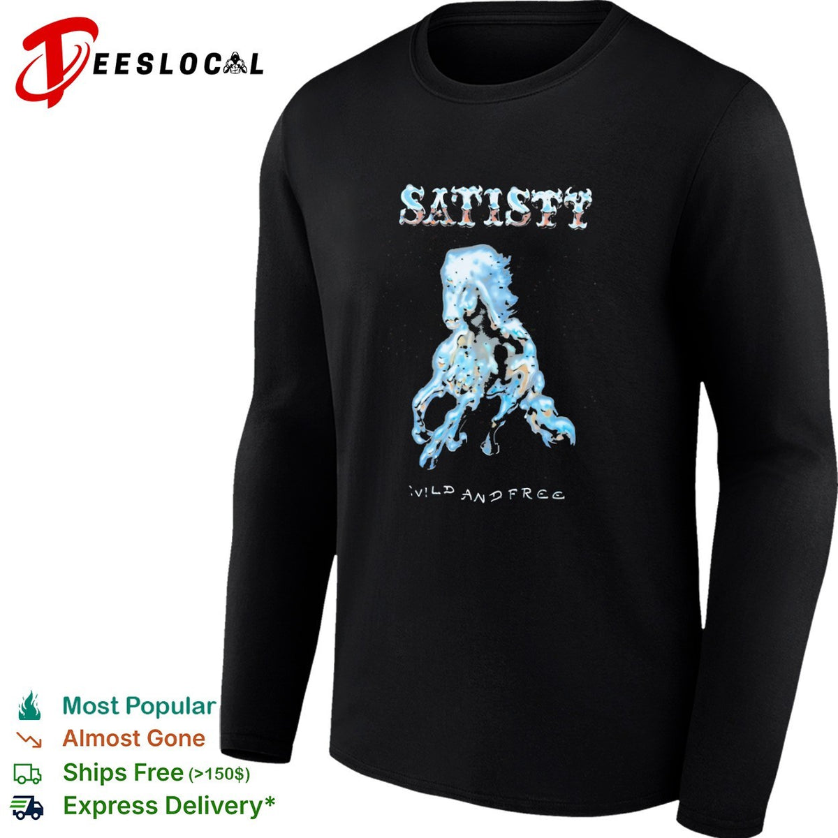 Satisty Wild and Free Chrome Horse Metallic Airbrush Aesthetic Shirt