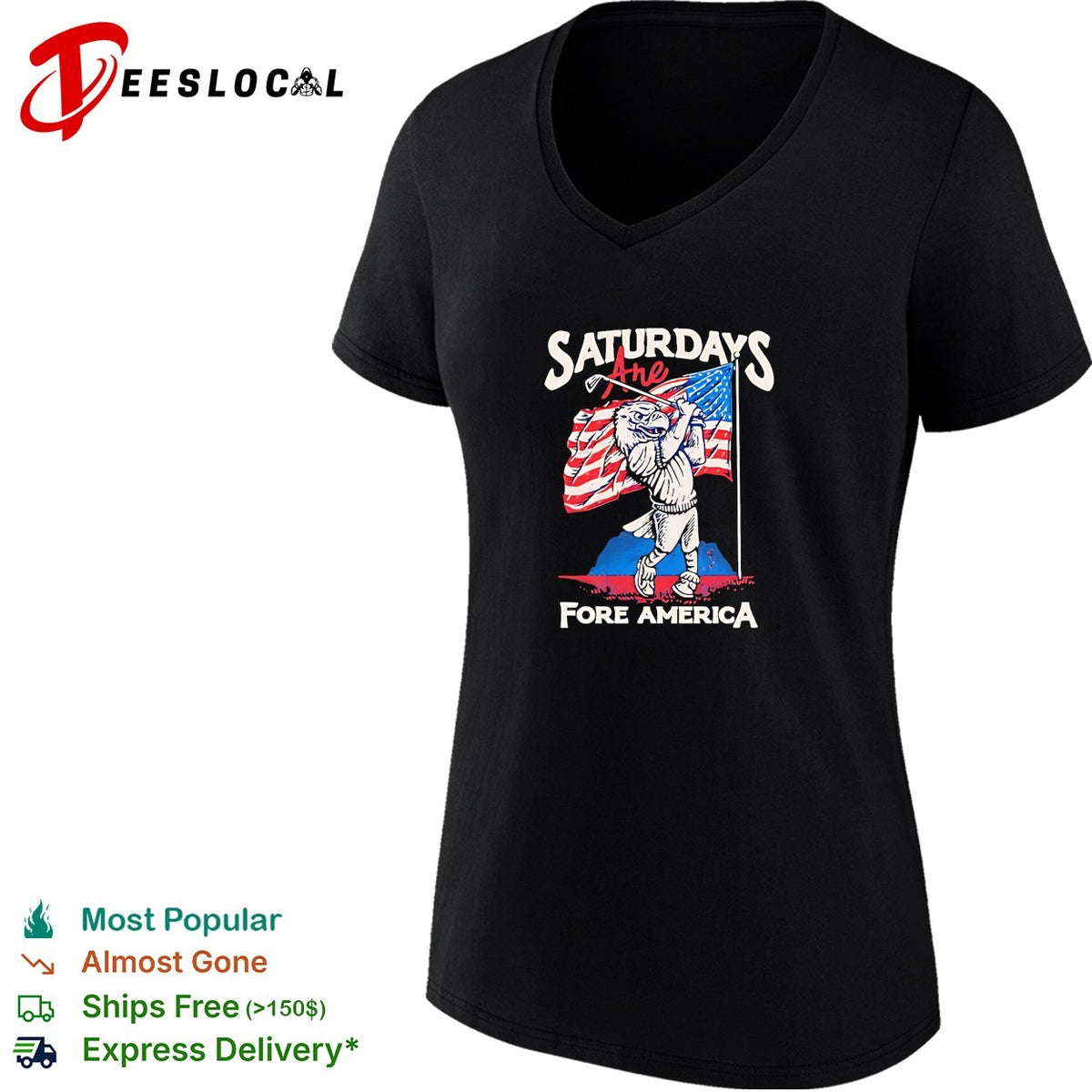 Saturdays are fore America Bald Eagle Golf Flag Patriotic Independence Day shirt