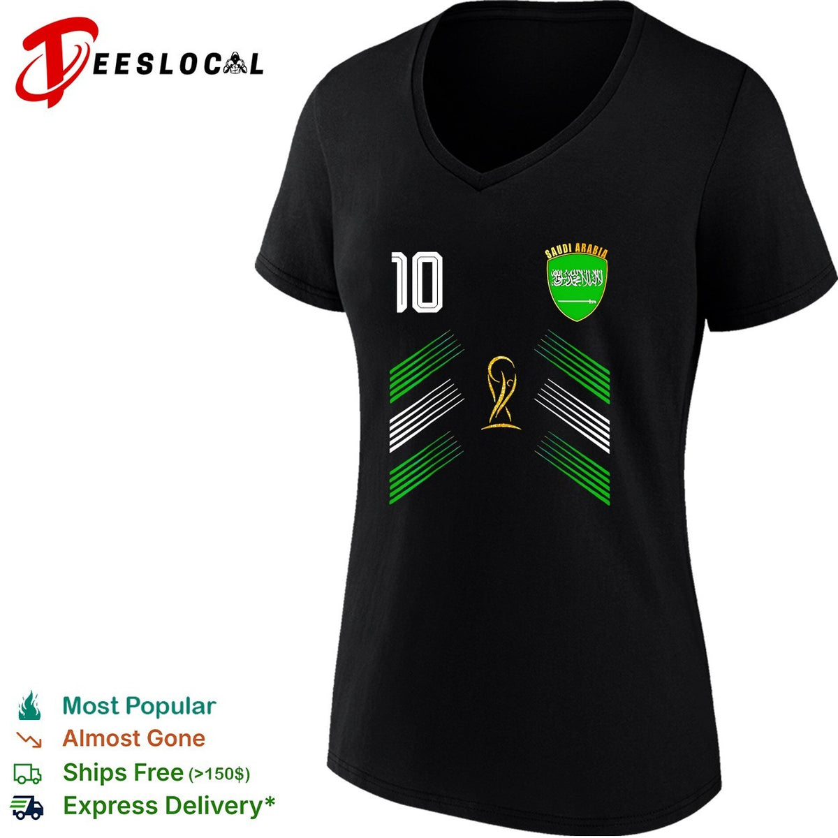 Saudi Arabia football team number 10 national crest World Cup trophy 2026 shirt