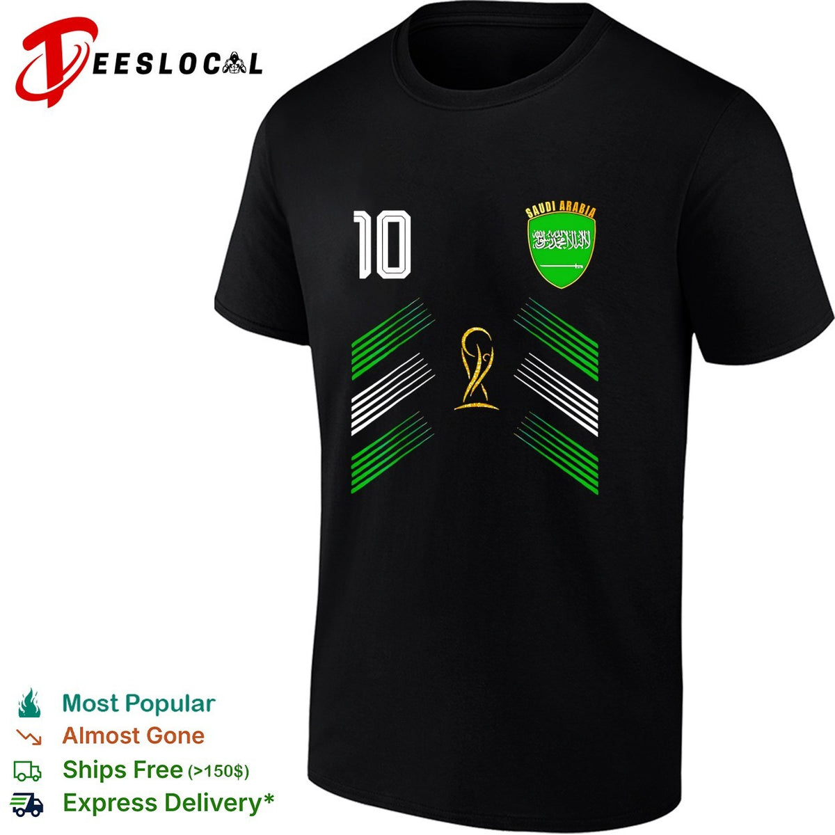Saudi Arabia football team number 10 national crest World Cup trophy 2026 shirt