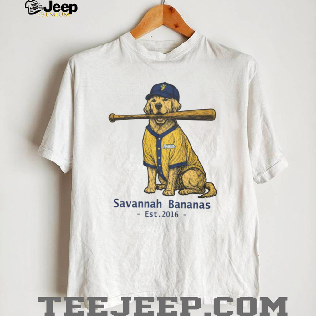 Savannah Bananas Baseball Golden Retriever Dog with Bat T Shirt