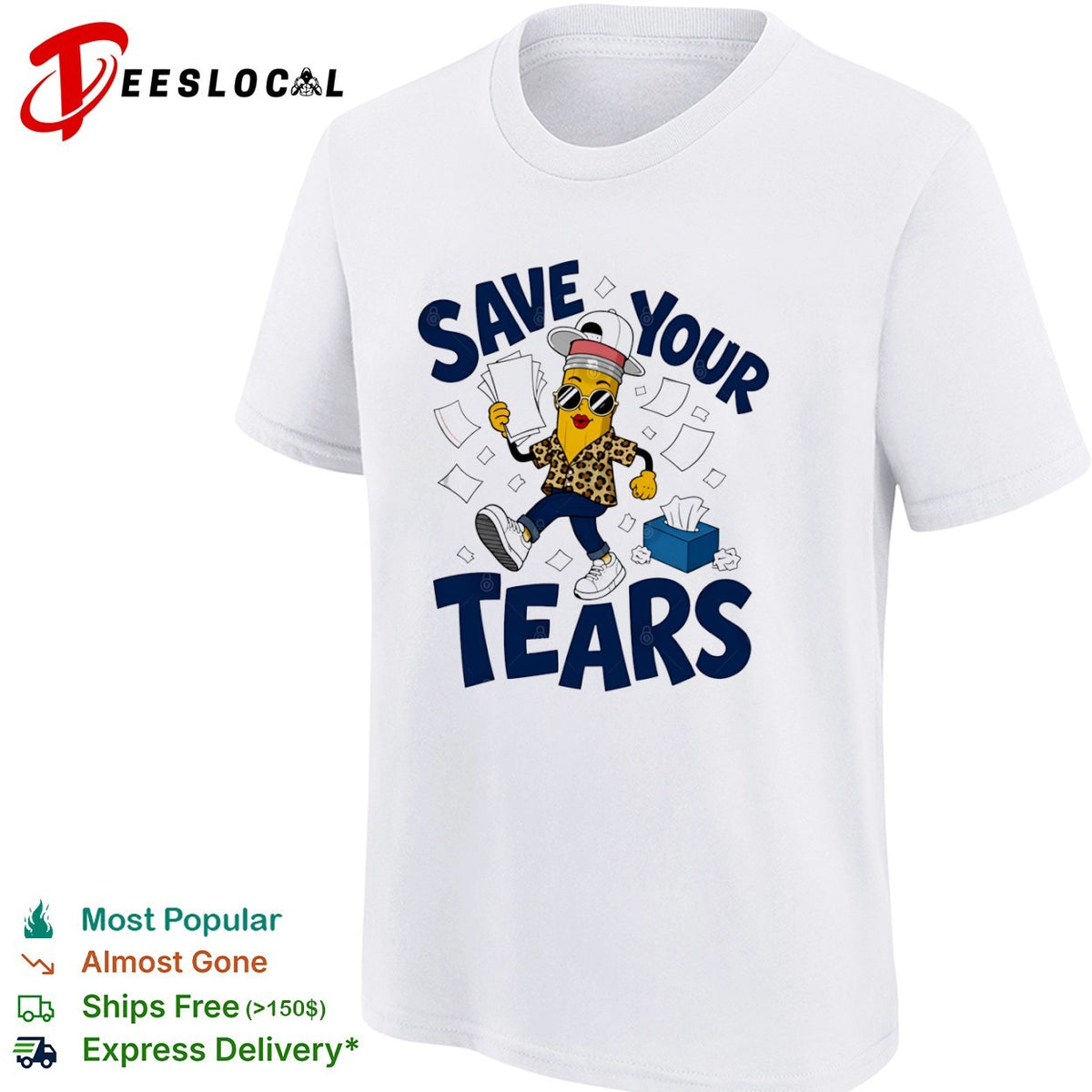 Save your tears Pencil character leopard print shirt