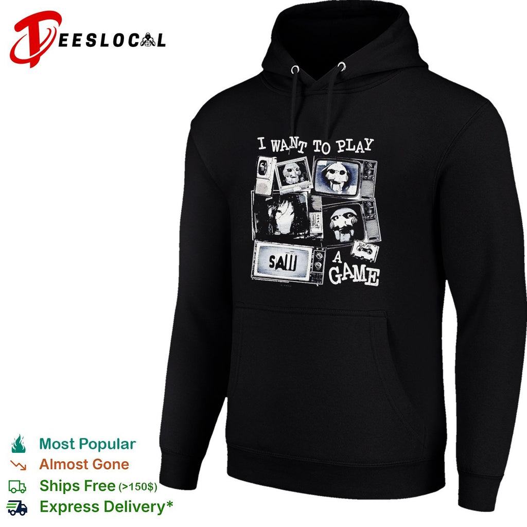 Saw I want to play a game horror TV screens collage shirt