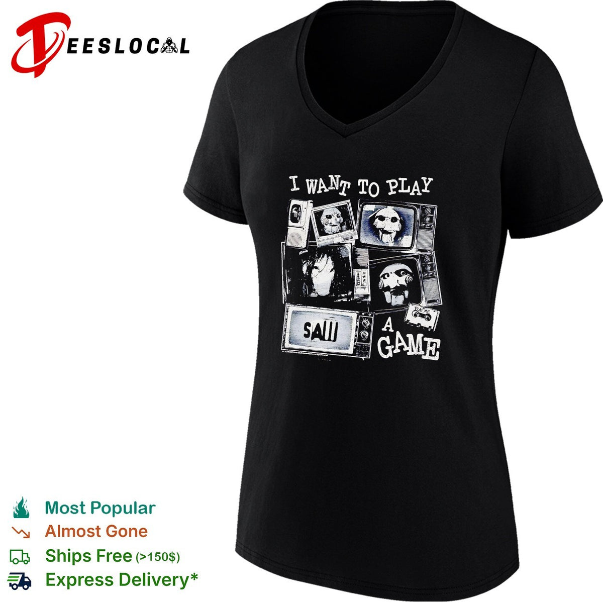 Saw I want to play a game horror TV screens collage shirt
