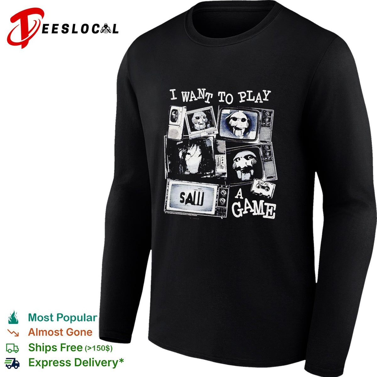 Saw I want to play a game horror TV screens collage shirt