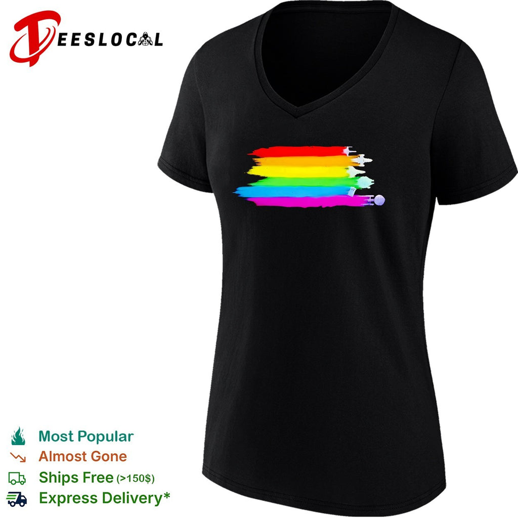 Sci-fi spaceships pride rainbow flag brushstroke graphic shirt