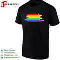 Sci-fi spaceships pride rainbow flag brushstroke graphic shirt