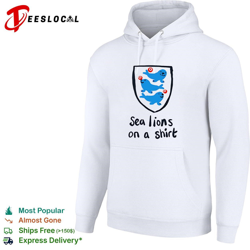 Sea lions on a shirt England Three Lions parody humor shirt