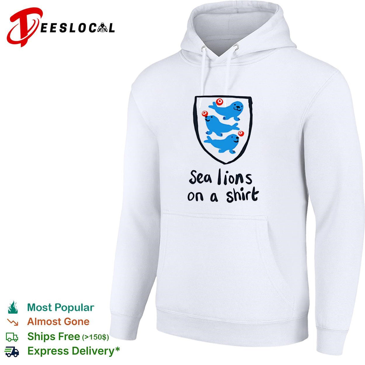 Sea lions on a shirt England Three Lions parody humor shirt