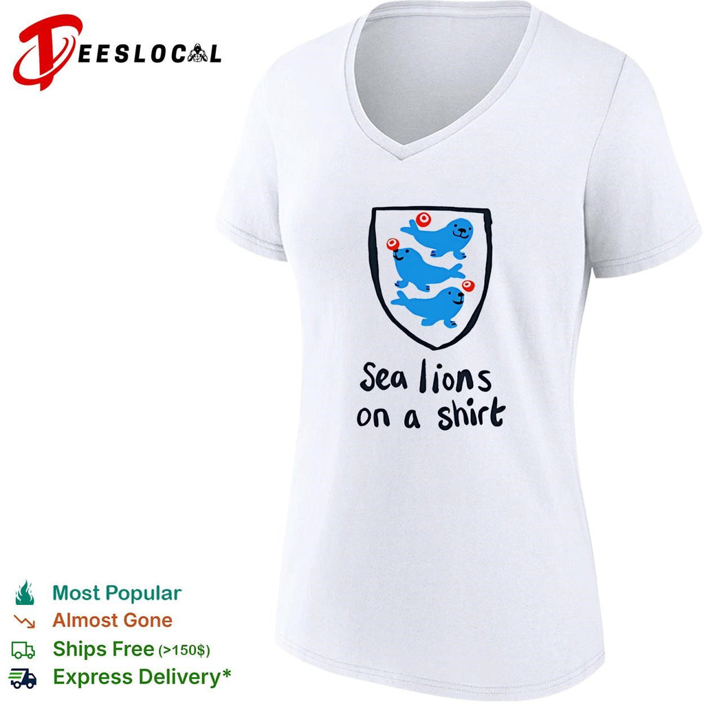 Sea lions on a shirt England Three Lions parody humor shirt