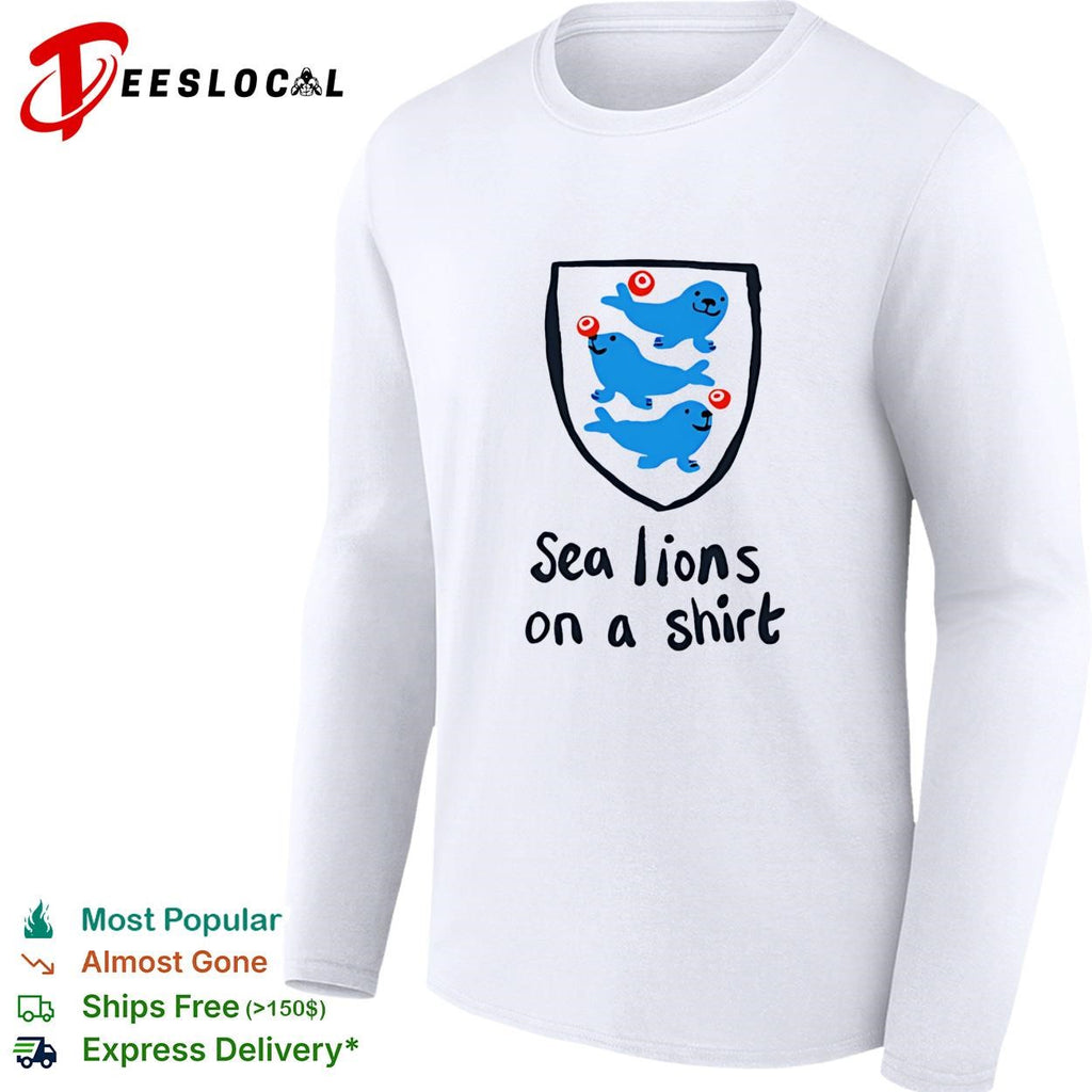 Sea lions on a shirt England Three Lions parody humor shirt