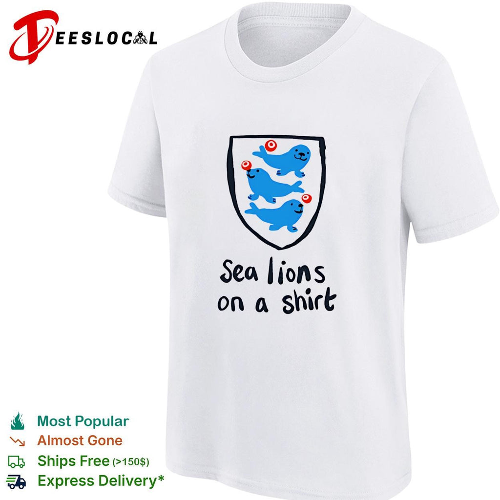 Sea lions on a shirt England Three Lions parody humor shirt