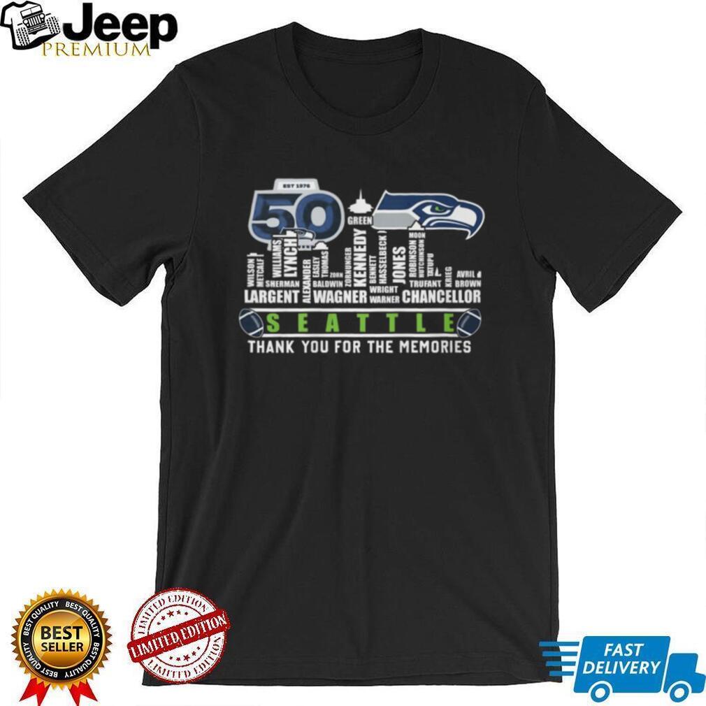 Seattle Football 50th Anniversary Legends Player Name Word Art T Shirt