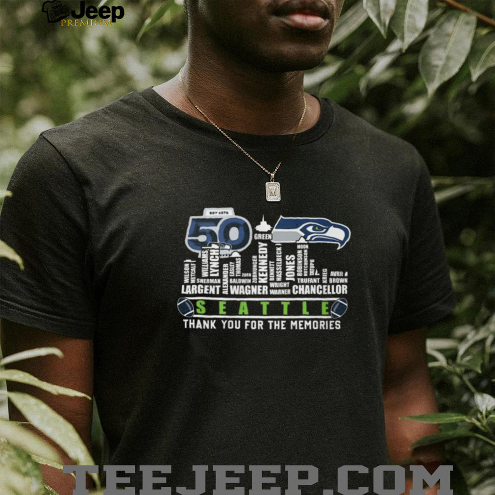 Seattle Football 50th Anniversary Legends Player Name Word Art T Shirt