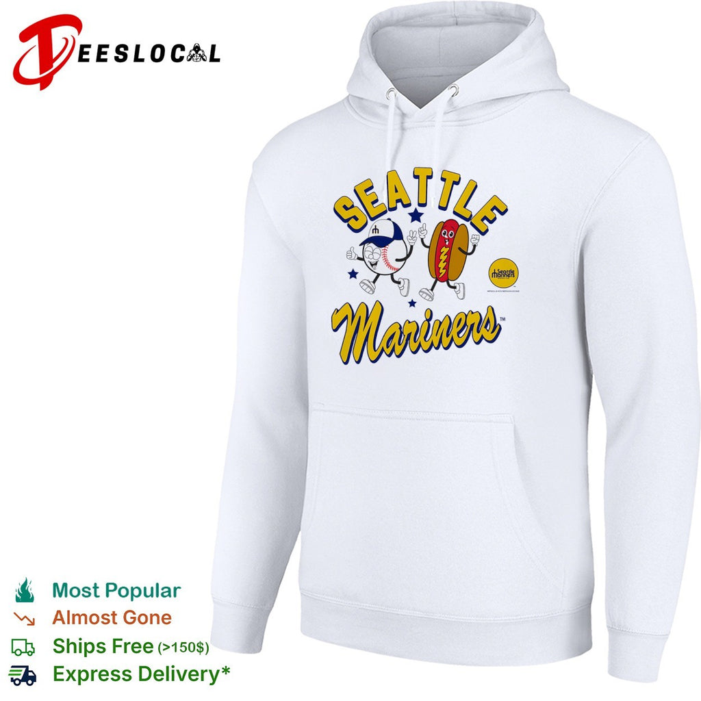 Seattle Mariners Baseball Club Mascot Hot Dog and Baseball Cartoon logo Shirt