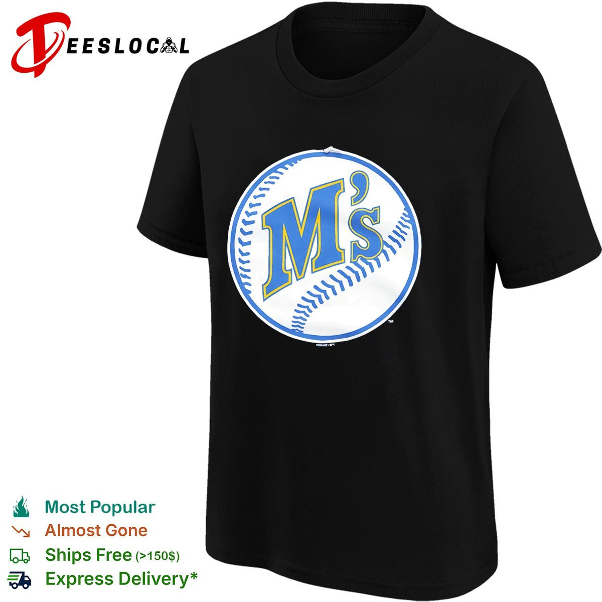 Seattle Mariners M’s vintage baseball circle Trident logo shirt