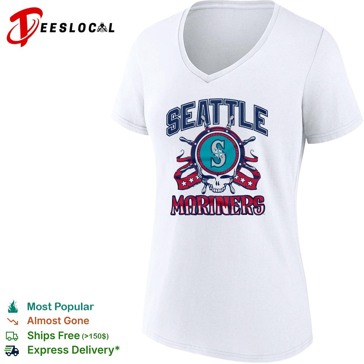Seattle Mariners x Grateful Dead skull MLB graphic shirt