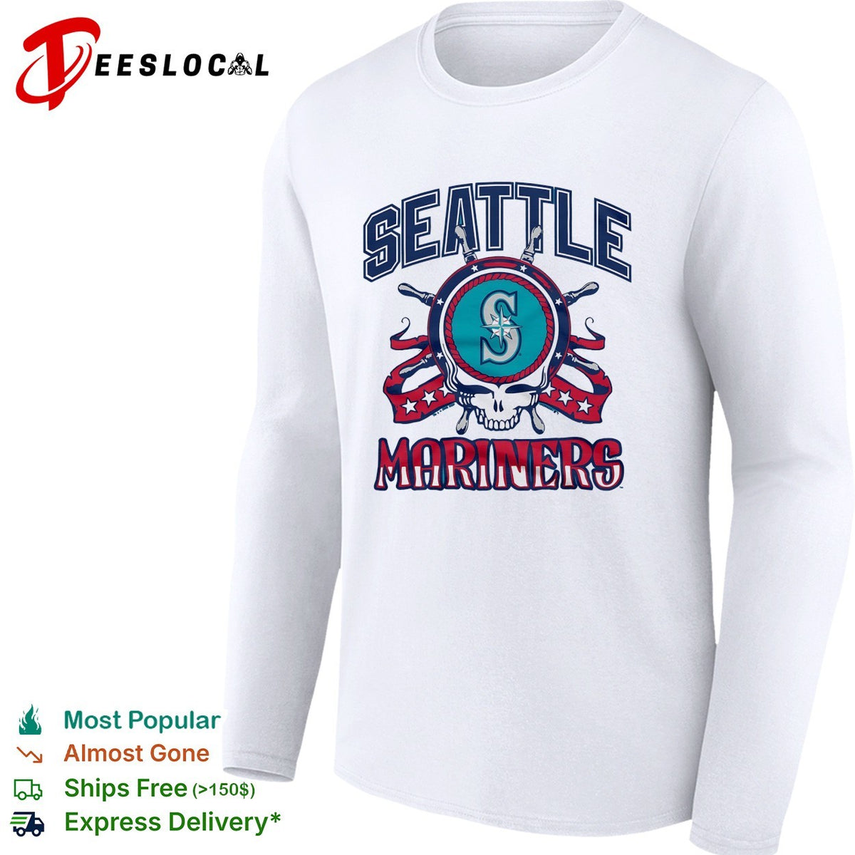 Seattle Mariners x Grateful Dead skull MLB graphic shirt