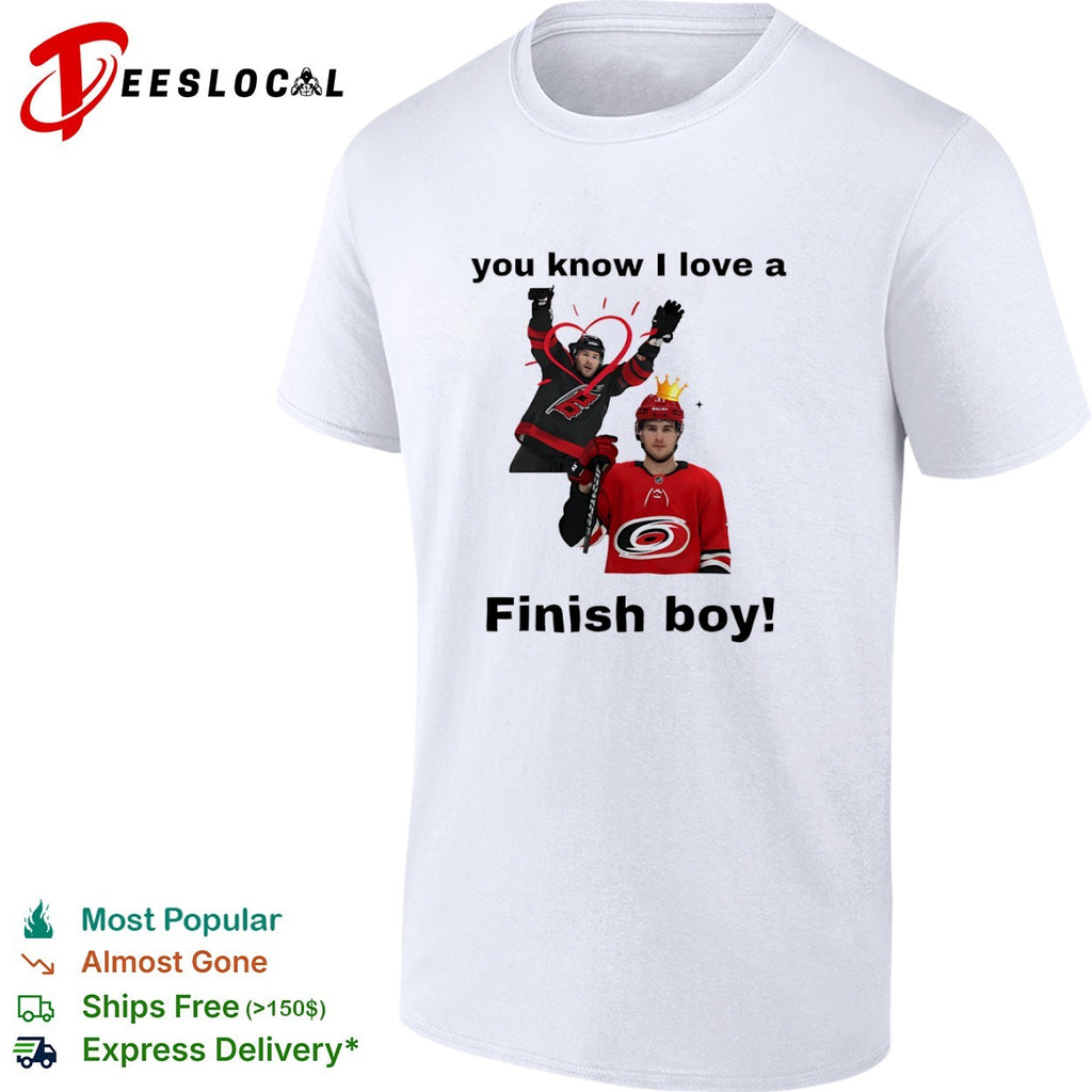 Sebastian Aho Carolina Hurricanes NHL you know I love a Finish boy shirt