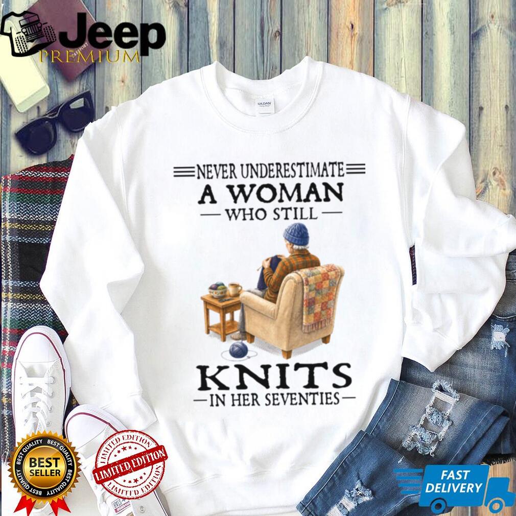 Senior Knitting Hobby Woman Who Knits In Her Seventies Shirt