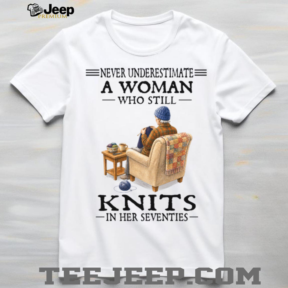 Senior Knitting Hobby Woman Who Knits In Her Seventies Shirt