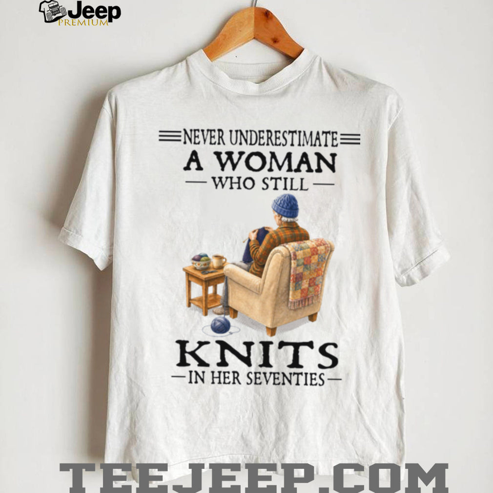 Senior Knitting Hobby Woman Who Knits In Her Seventies Shirt