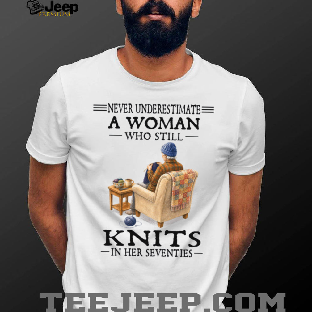 Senior Knitting Hobby Woman Who Knits In Her Seventies Shirt