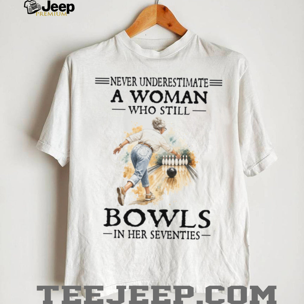 Senior Woman Bowls In Her Seventies Retro Bowler Gift Shirt