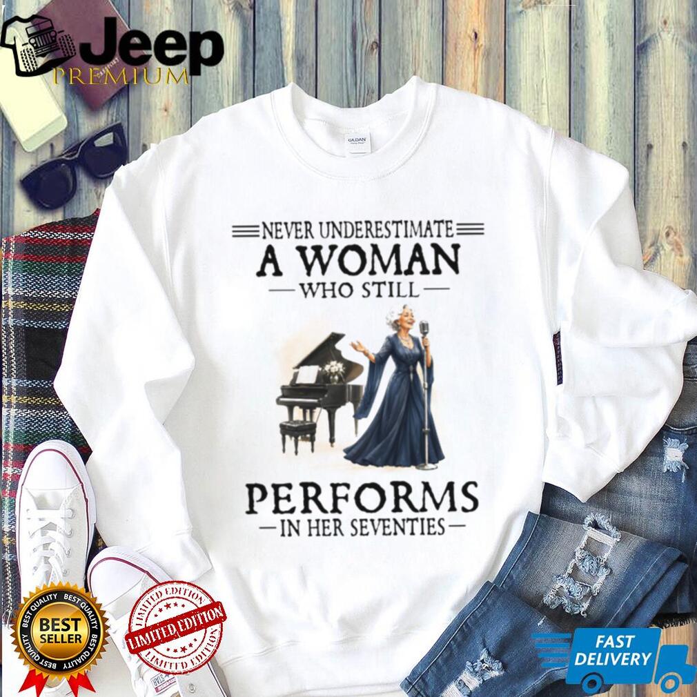 Senior Woman Singer Performs In Her Seventies Musician Shirt