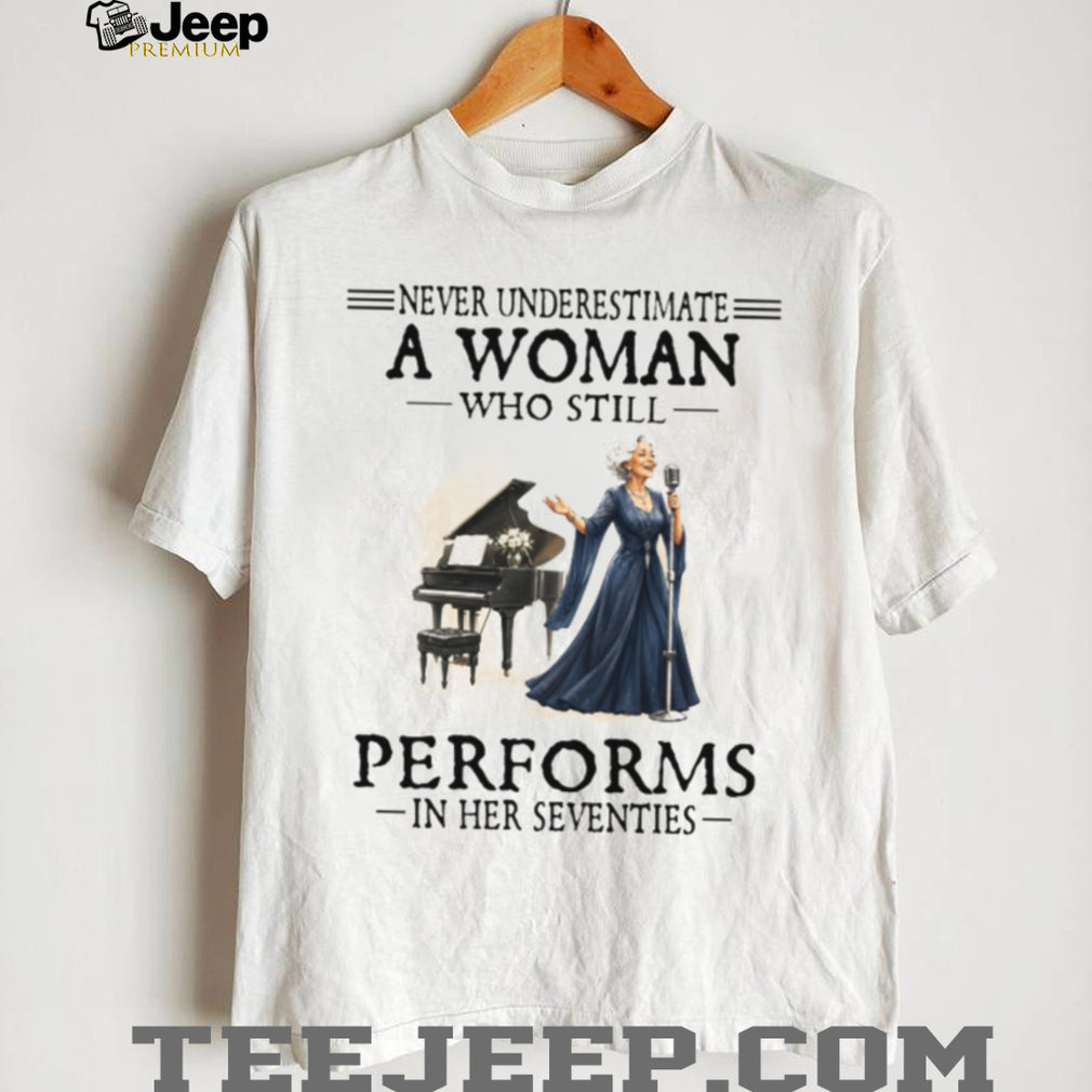 Senior Woman Singer Performs In Her Seventies Musician Shirt