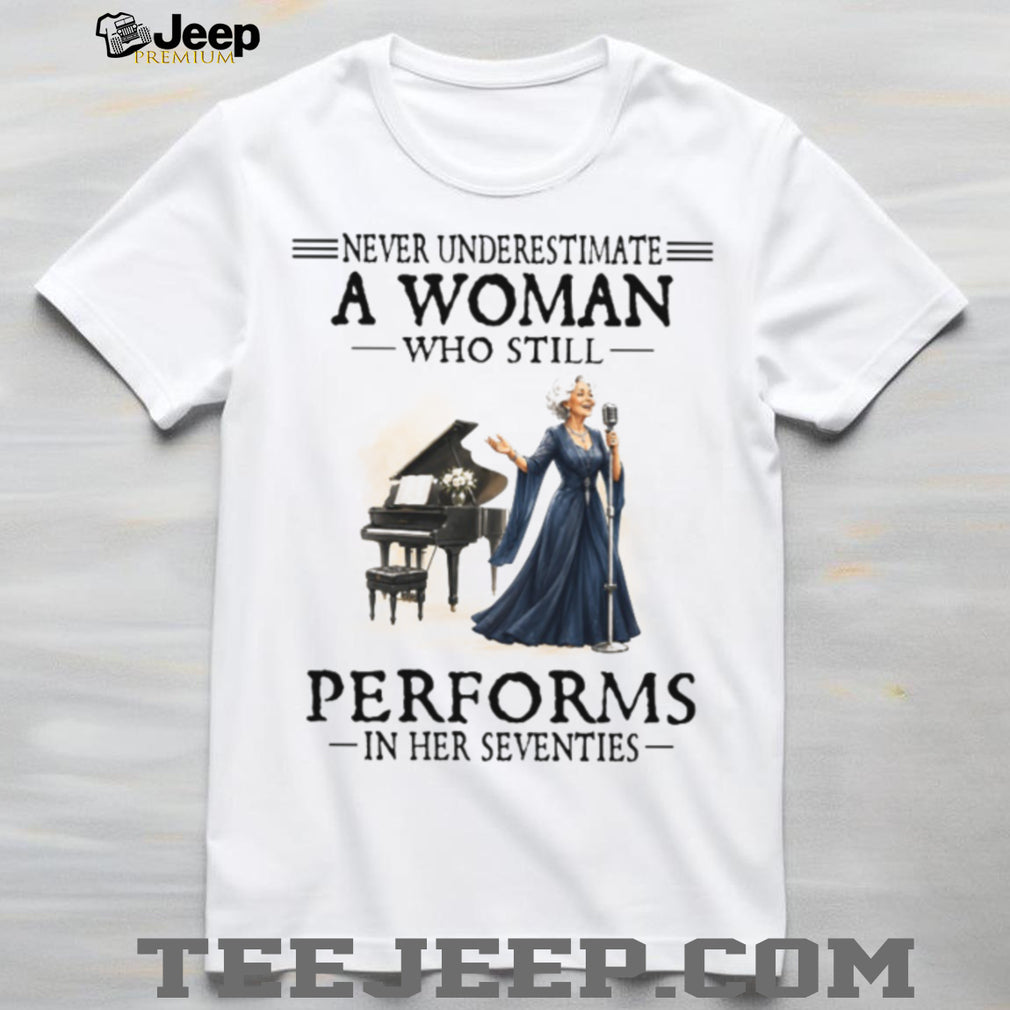 Senior Woman Singer Performs In Her Seventies Musician Shirt